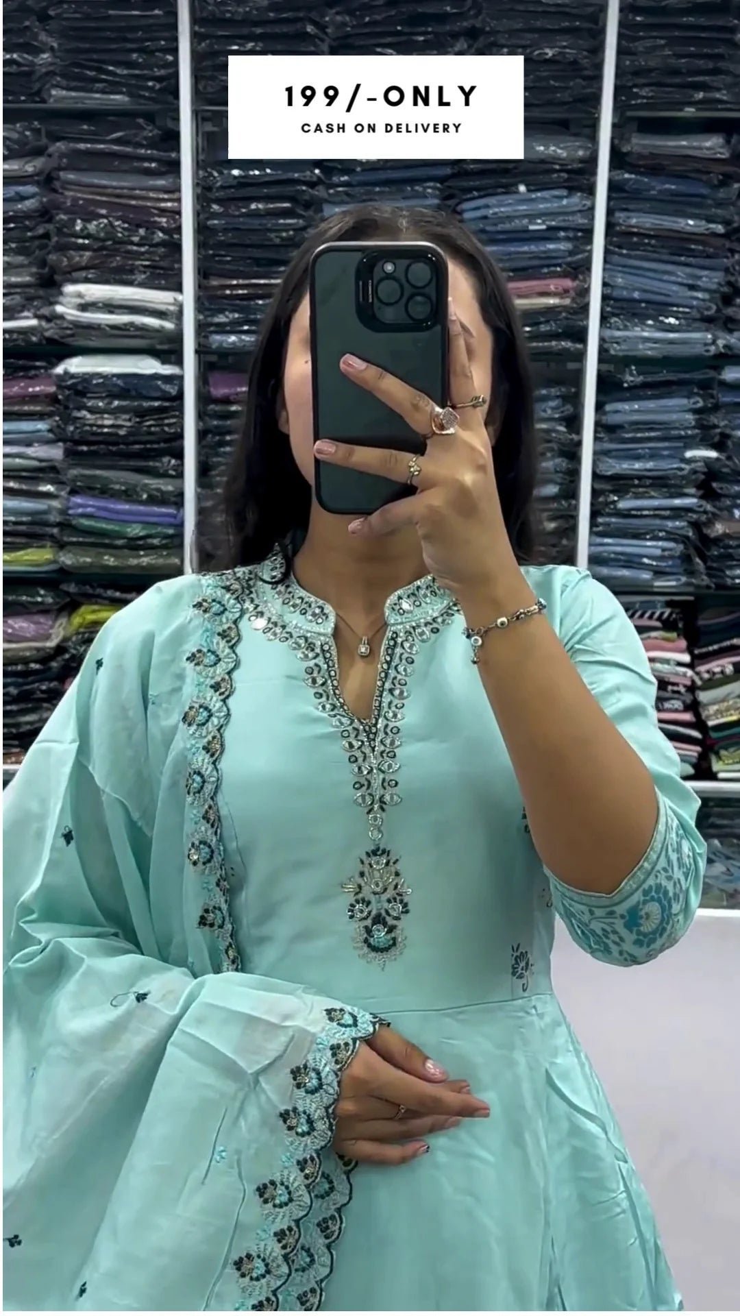 Beautiful Long Kurti And Palazzo Set Designer Indian Women's Kurta Pajama Dress - Image 2