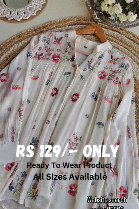 Elegance in Bloom White Floral Embroidered Boho Blouse