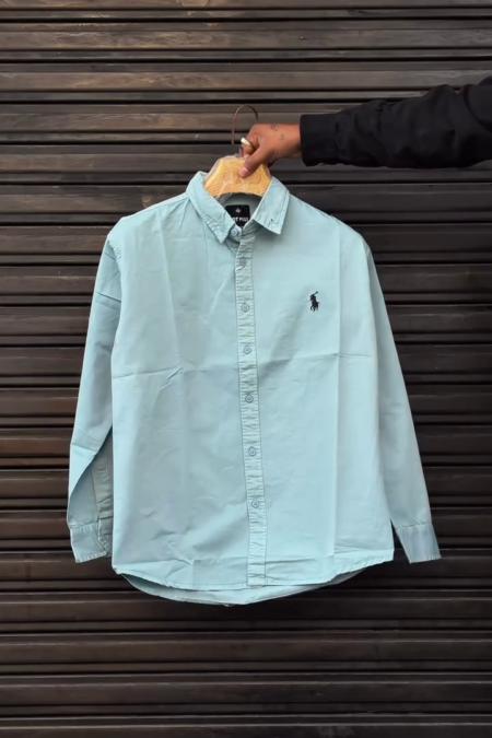 Polo blue plain shirt poplin shirt