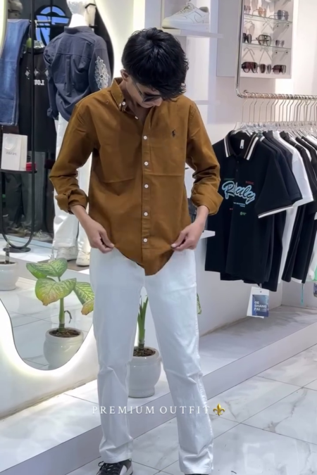 Men’s Plain Full Sleeve brown Color Shirts
