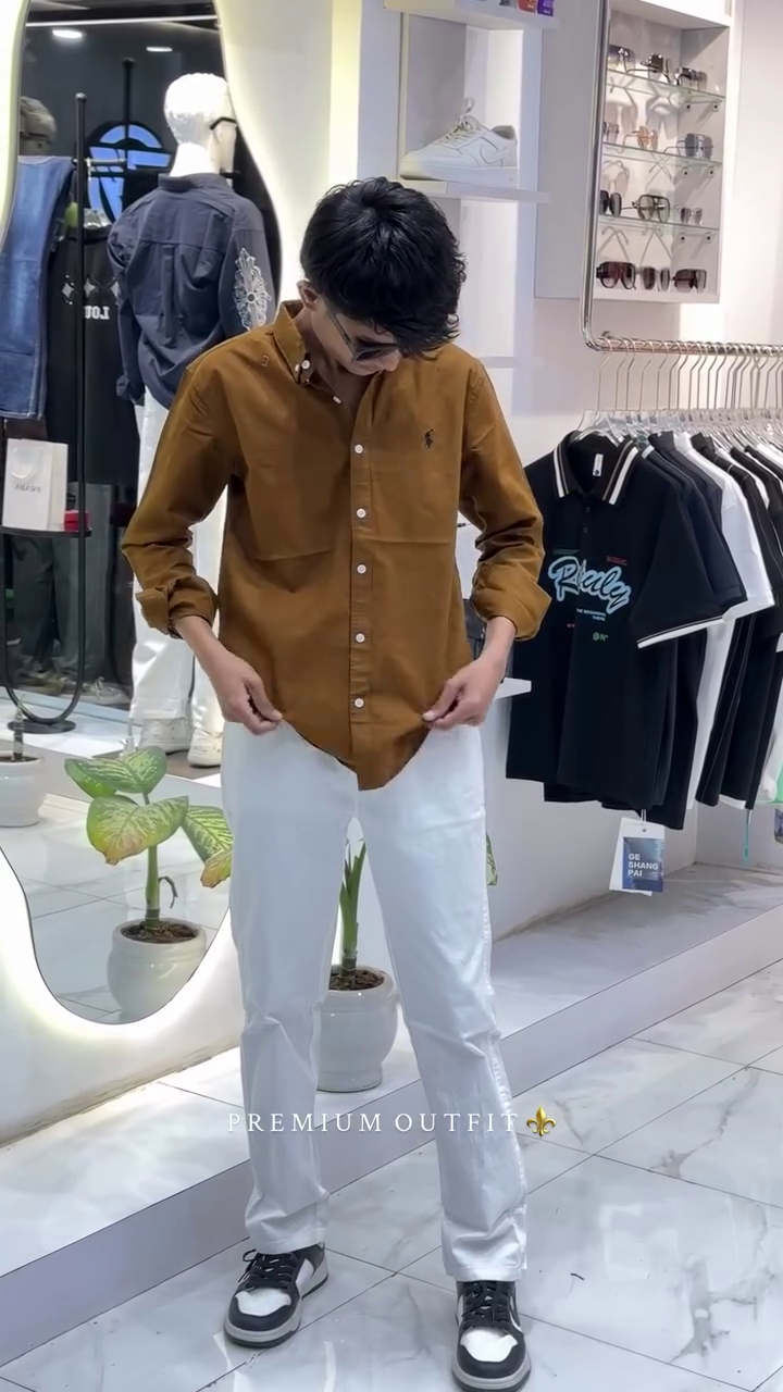 Men’s Plain Full Sleeve brown Color Shirts