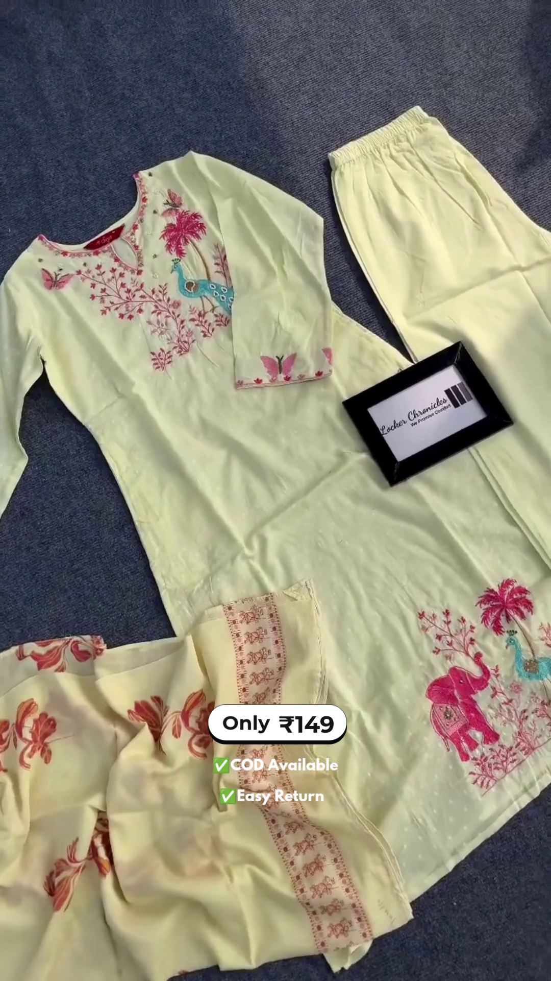 Elegant Butter Yellow Long Kurti with Pant Set Featuring Intricate Embroidery Work for Women - Image 4