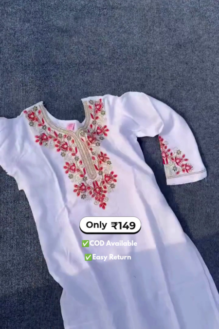 Elegant White Kurti with Designer Border, Palazzo & Dupatta Set for Women