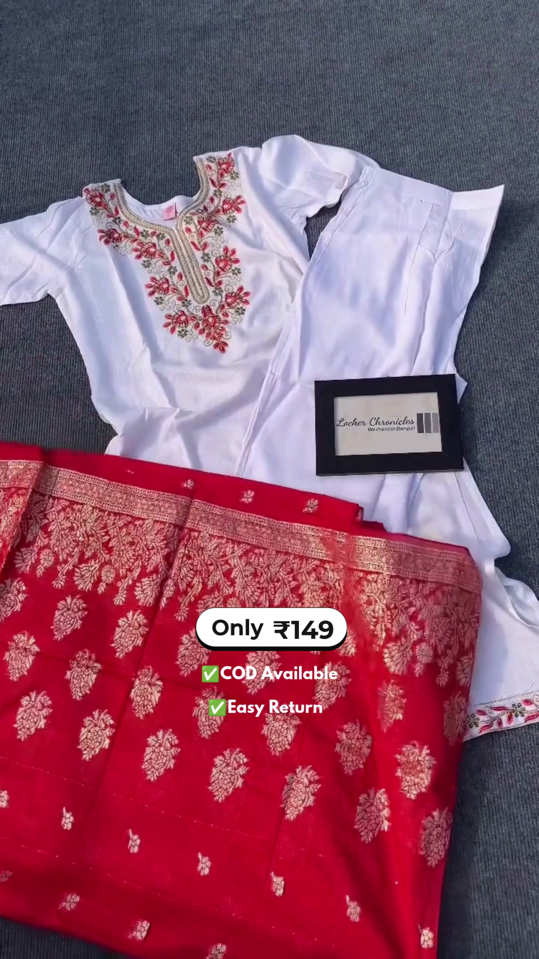 Elegant White Kurti with Designer Border, Palazzo & Dupatta Set for Women - Image 2