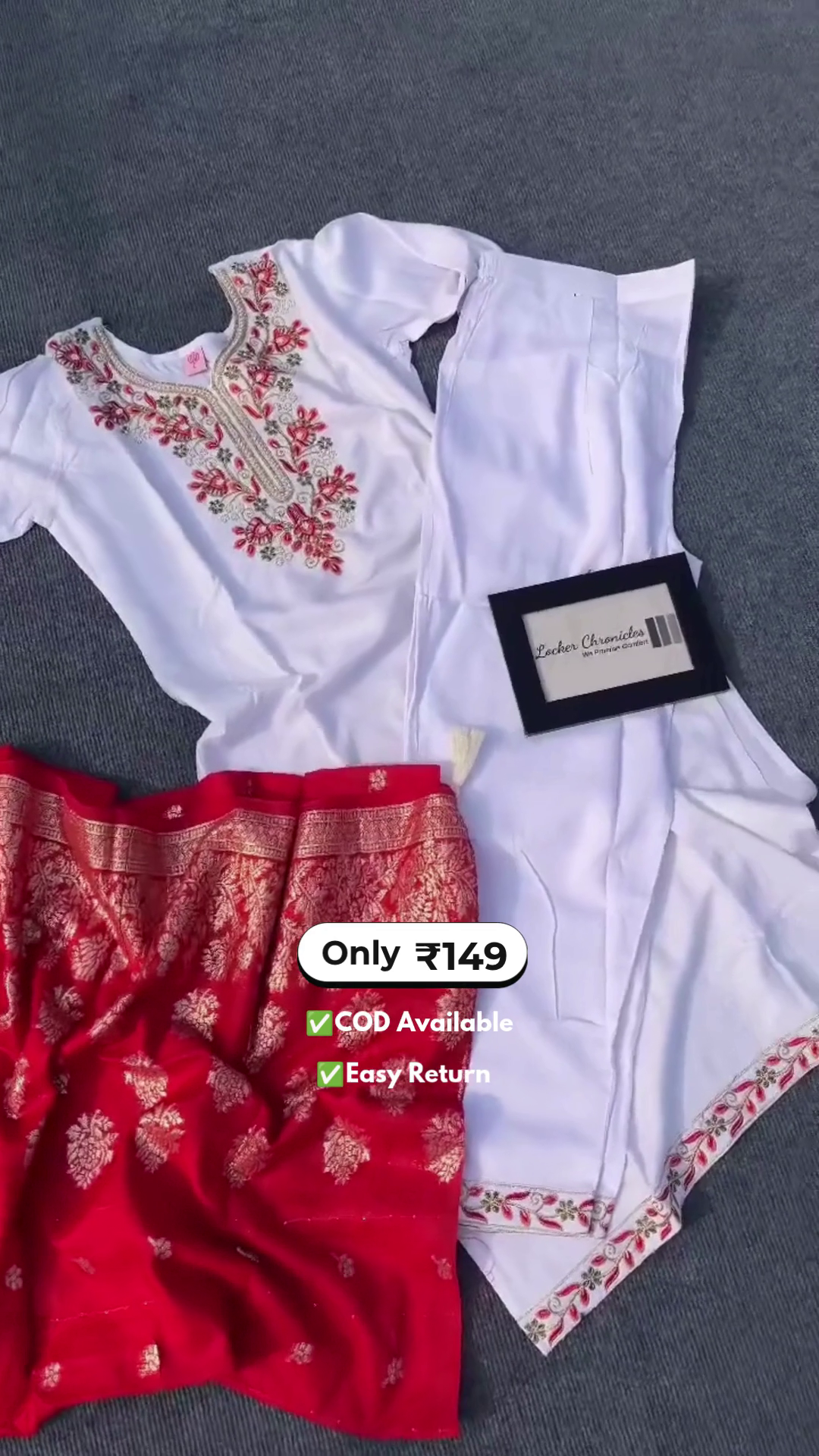 Elegant White Kurti with Designer Border, Palazzo & Dupatta Set for Women - Image 4