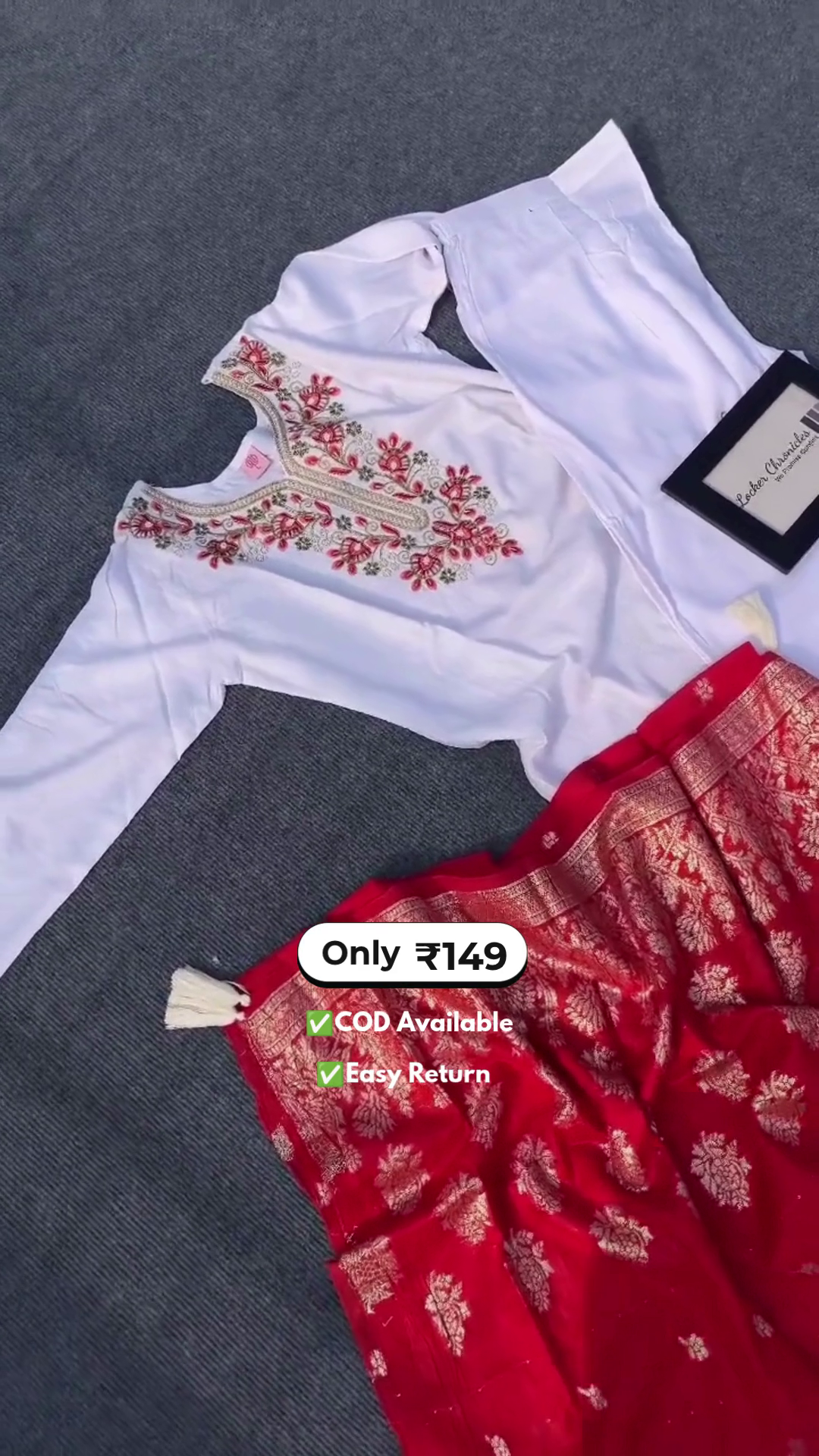 Elegant White Kurti with Designer Border, Palazzo & Dupatta Set for Women - Image 3