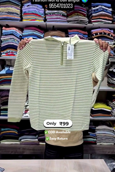 Men’s Full Sleeve T-Shirts with Half Zip