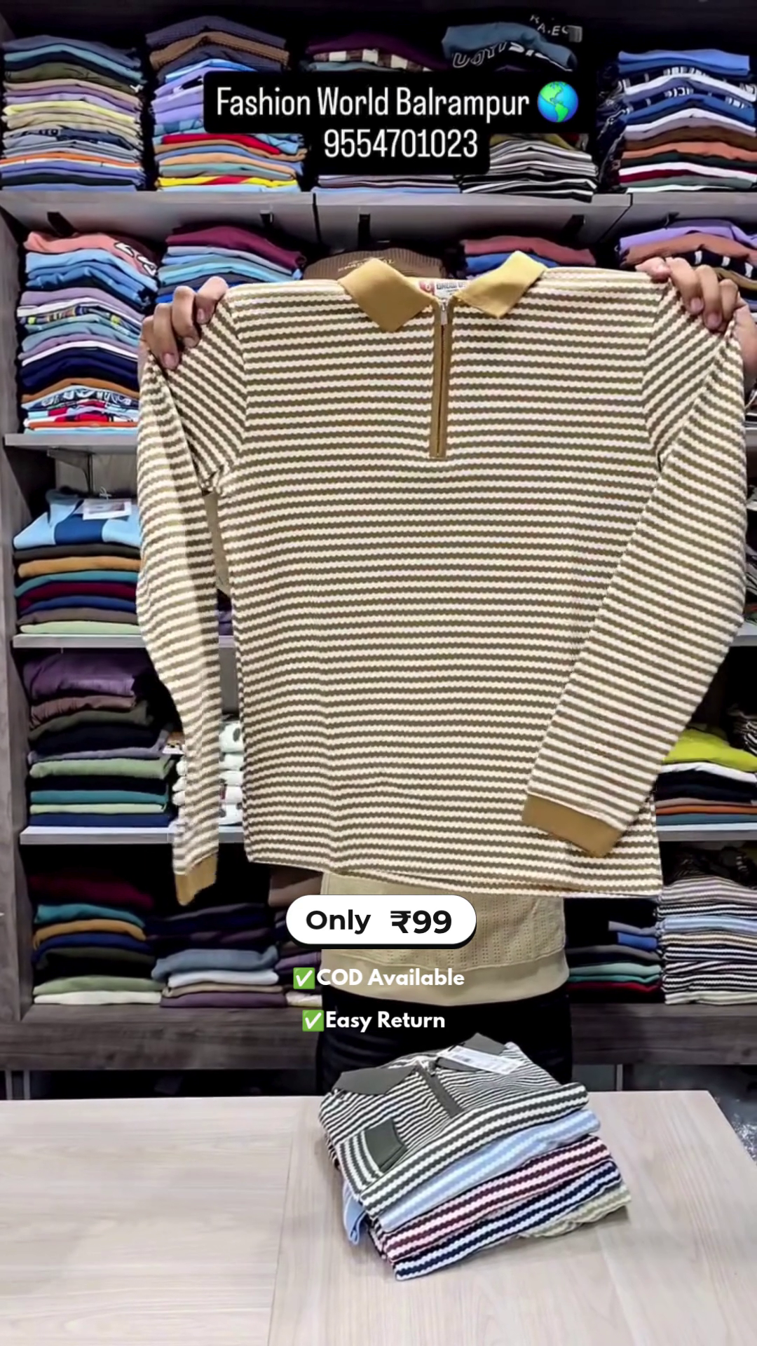 Men’s Full Sleeve T-Shirts with Half Zip - Image 8