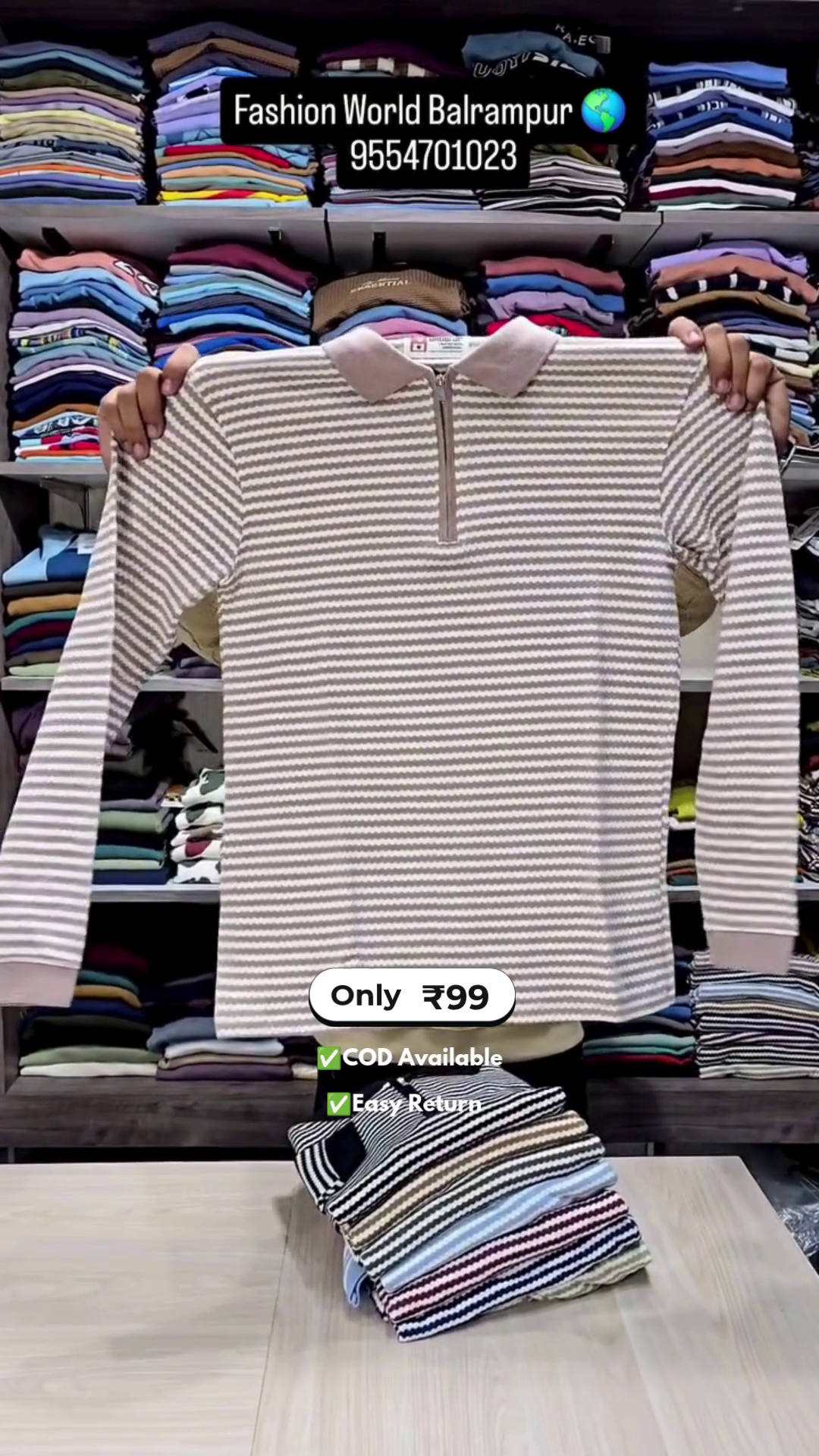 Men’s Full Sleeve T-Shirts with Half Zip - Image 7