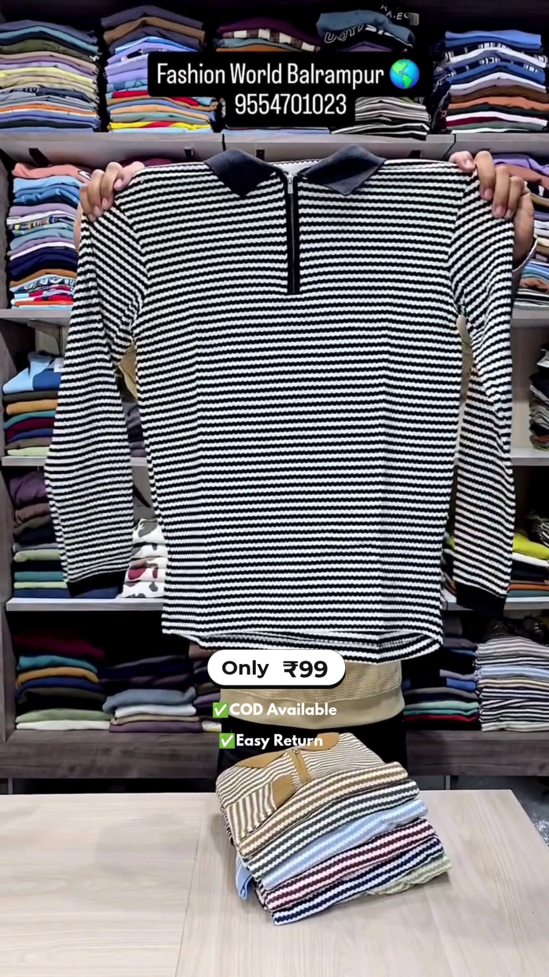 Men’s Full Sleeve T-Shirts with Half Zip - Image 5
