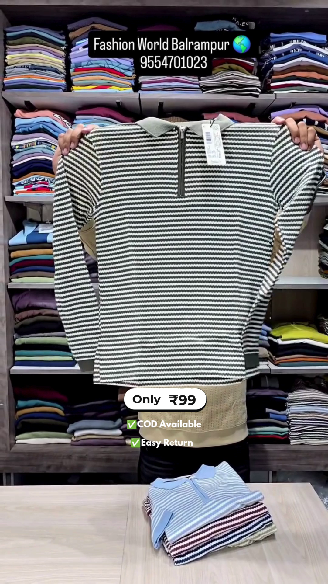 Men’s Full Sleeve T-Shirts with Half Zip - Image 4