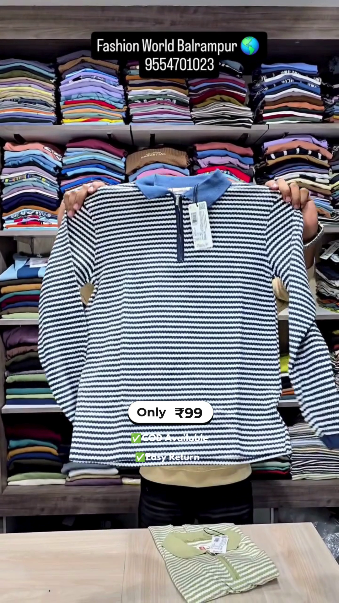 Men’s Full Sleeve T-Shirts with Half Zip - Image 3