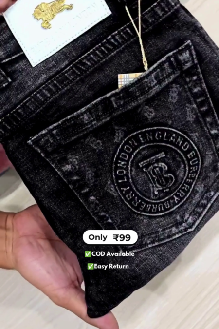 Men’s Black Denim Jeans with Front and Back Pockets