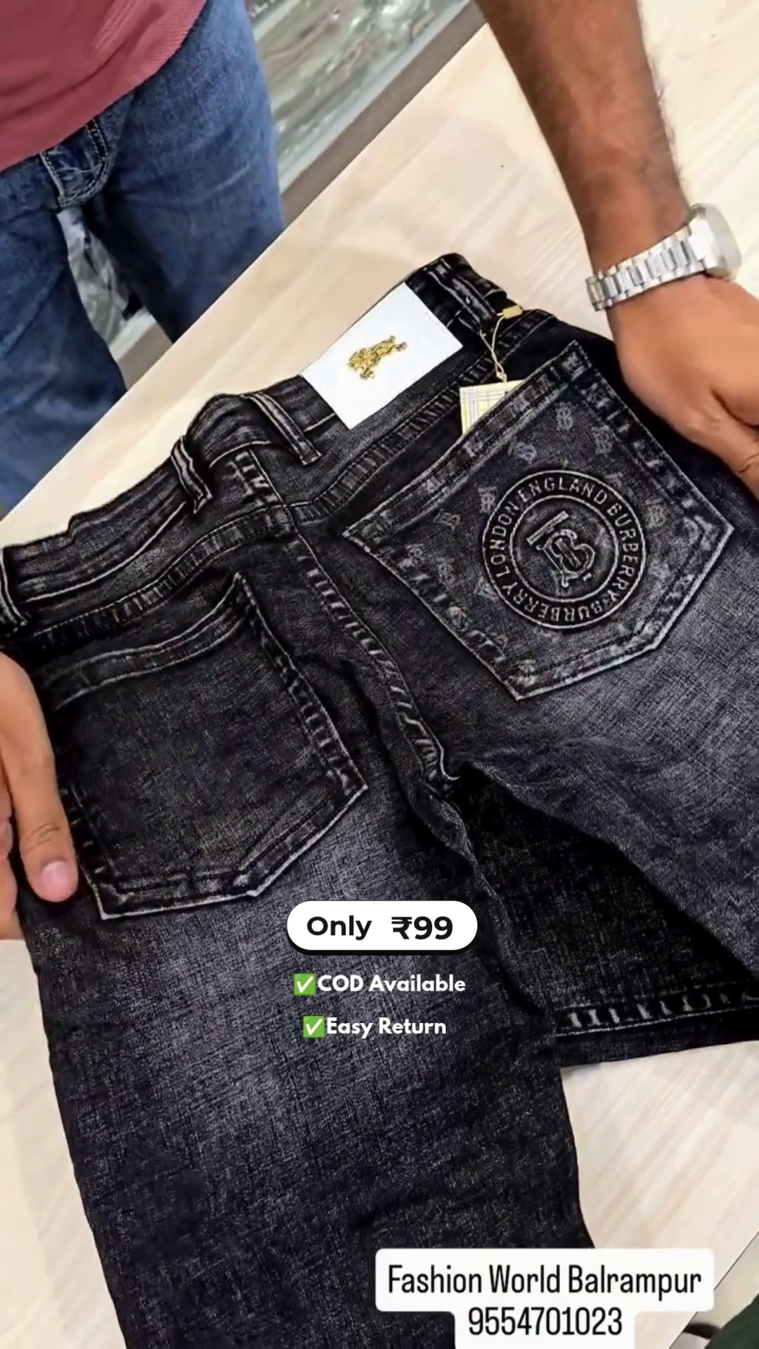 Men’s Black Denim Jeans with Front and Back Pockets - Image 2