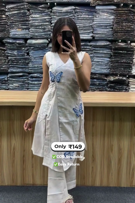 Women’s White Kurti with Palazzo