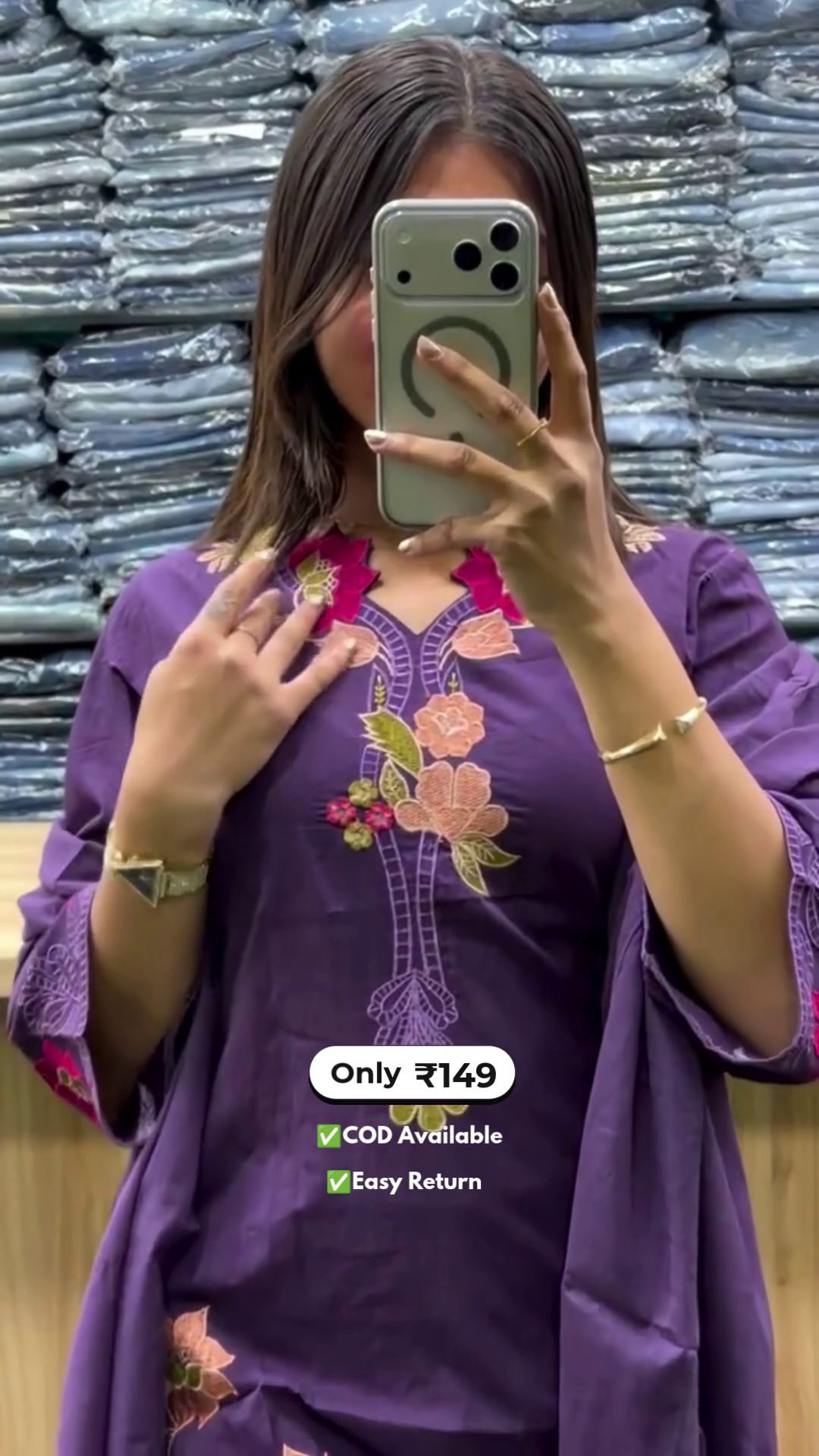 Elegant Women’s Long Kurti with Palazzo Set Featuring Exquisite Embroidery Work - Image 4