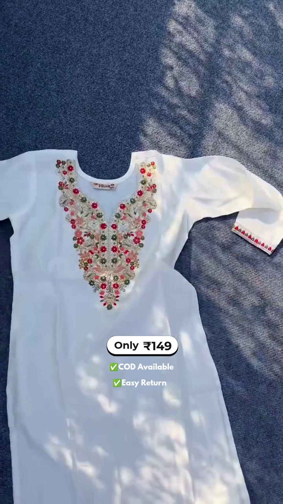Elegant Women’s White Kurti with Palazzo Set Featuring Beautiful Embroidery Work