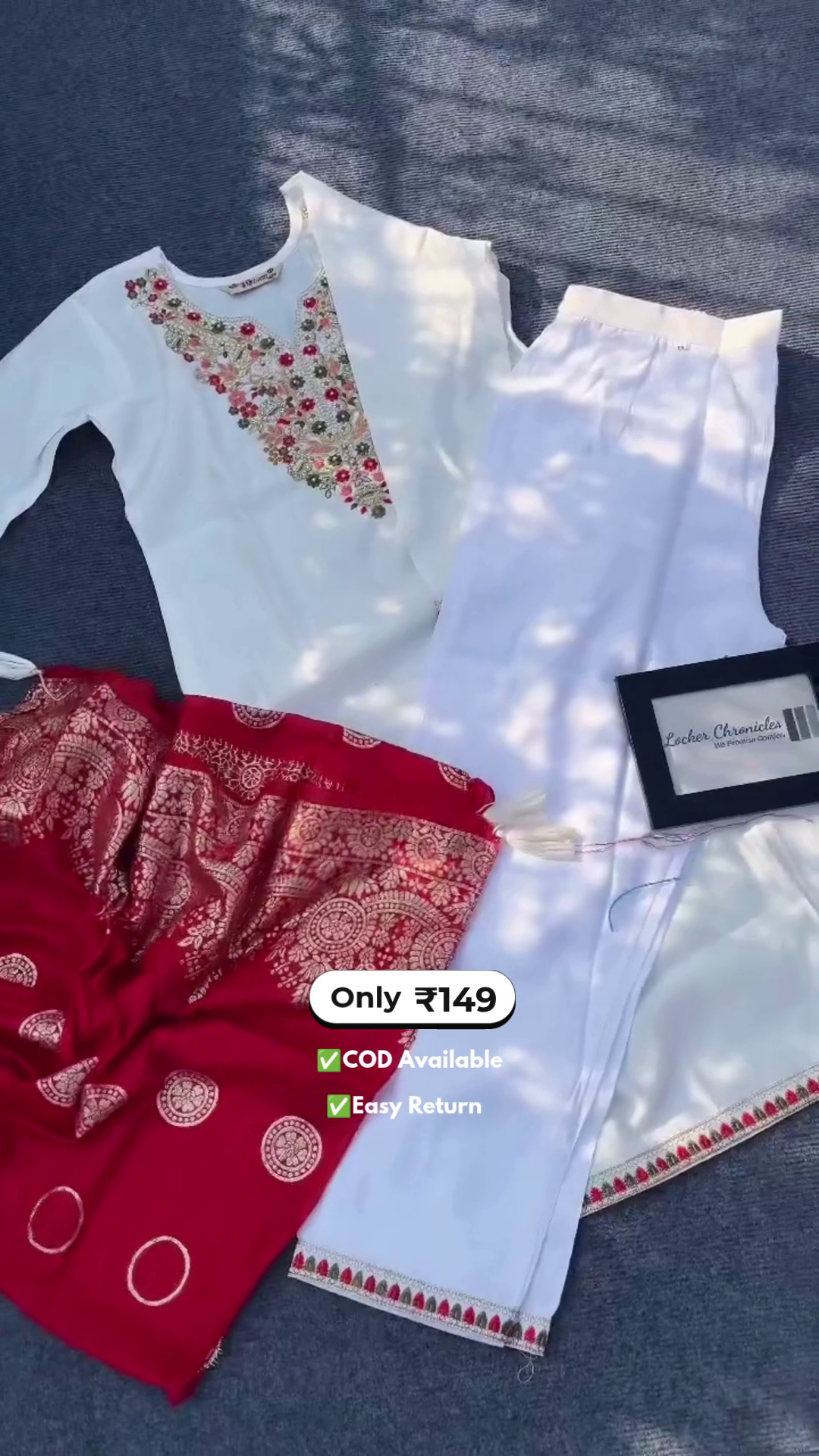 Elegant Women’s White Kurti with Palazzo Set Featuring Beautiful Embroidery Work - Image 3