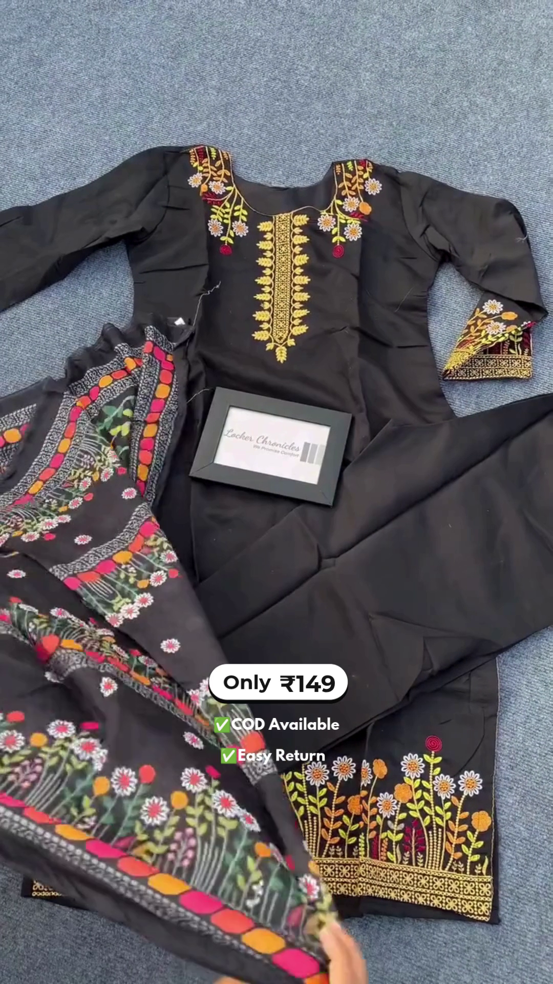 Elegant Women’s Black Kurti Set with Intricate Embroidery Work - Image 2