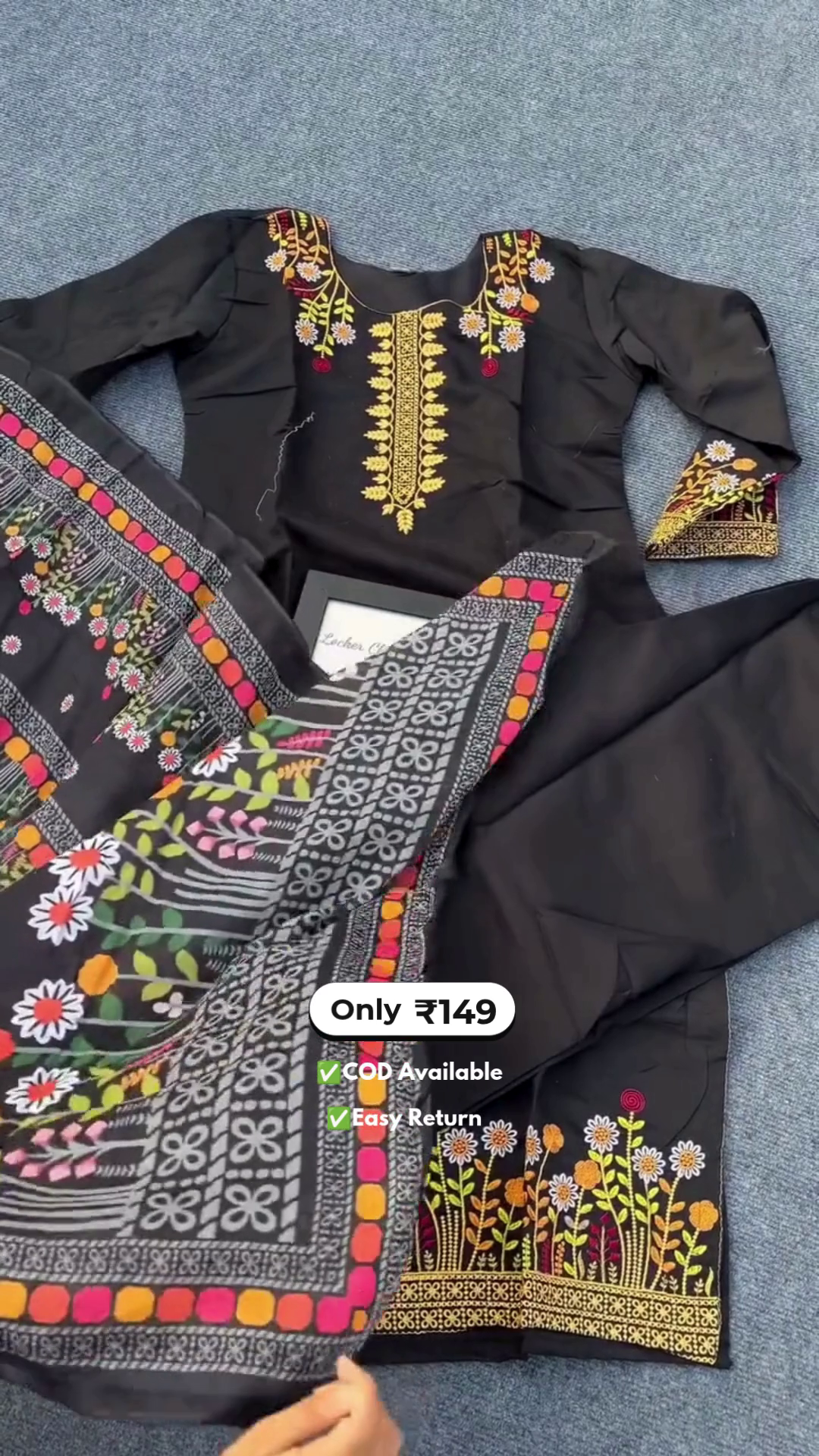 Elegant Women’s Black Kurti Set with Intricate Embroidery Work - Image 5