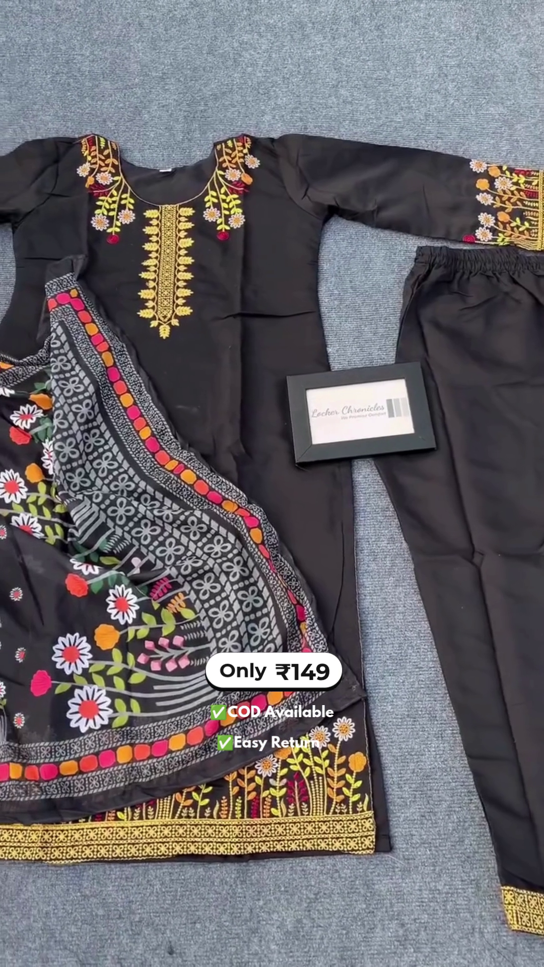 Elegant Women’s Black Kurti Set with Intricate Embroidery Work - Image 3