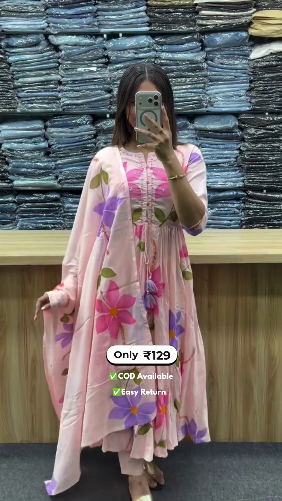 Women’s Floral Printed Cotton Anarkali Suit