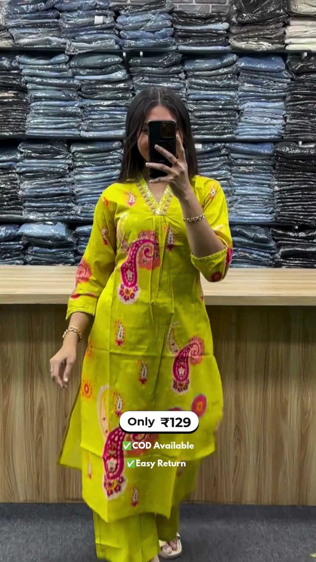 Women’s Floral Printed Long Kurti with Palazzo Set