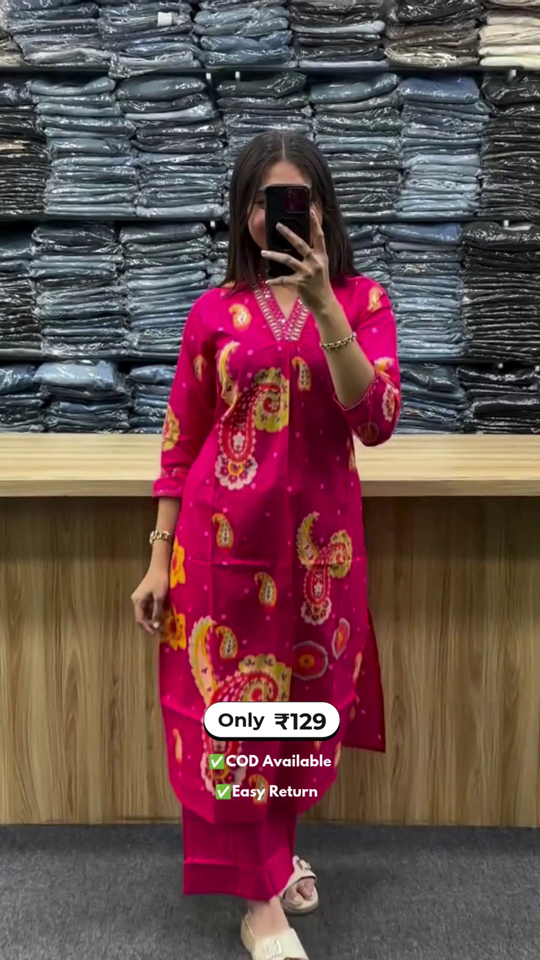 Women’s Floral Printed Long Kurti with Palazzo Set - Image 2