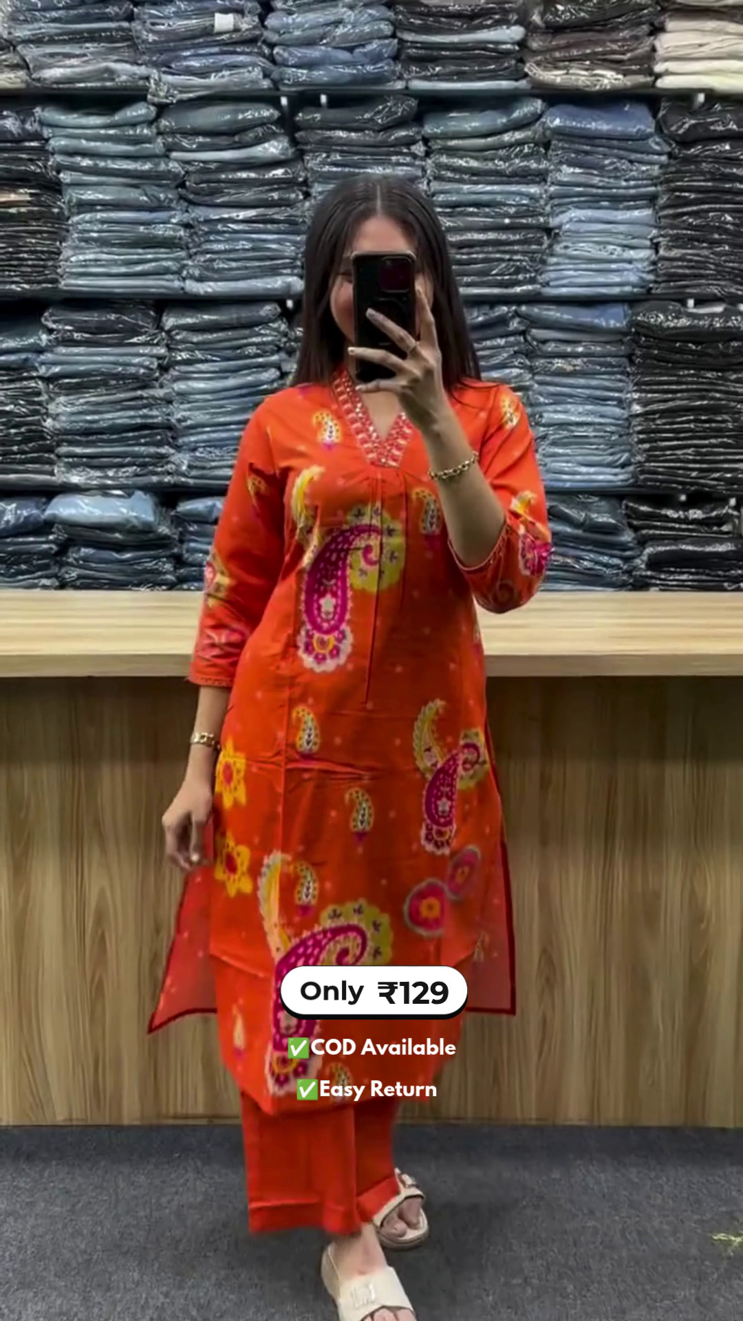 Women’s Floral Printed Long Kurti with Palazzo Set - Image 4