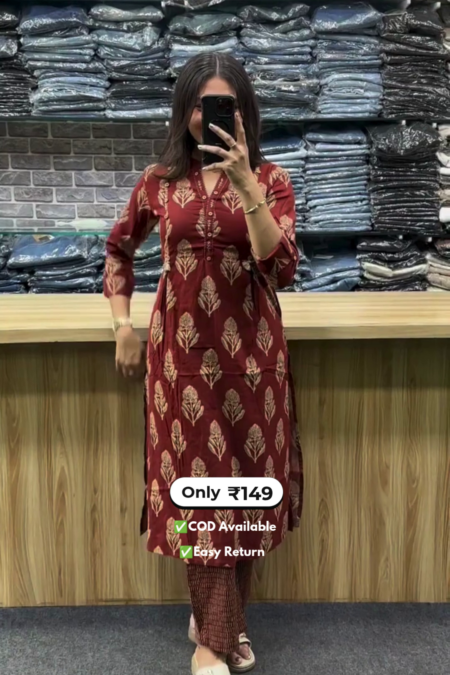 Women’s Cotton Dress with Pant Set