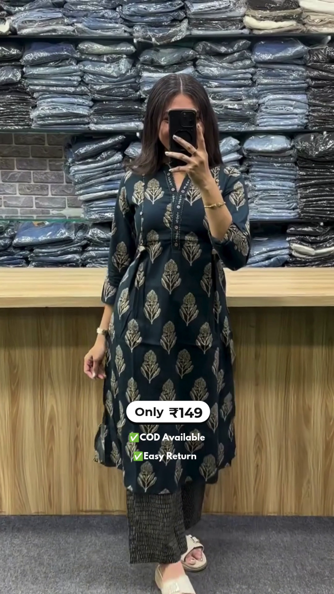 Women’s Cotton Dress with Pant Set - Image 4