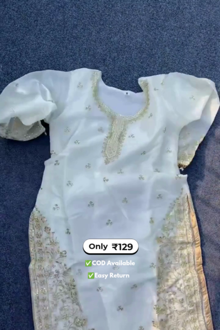 Elegant Women's Off-White Embroidered Salwar Suits