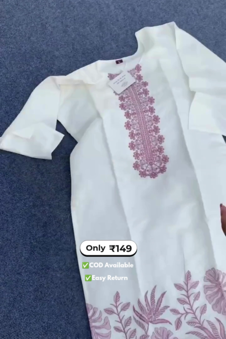 Women's Elegant White Embroidered Kurta Set |