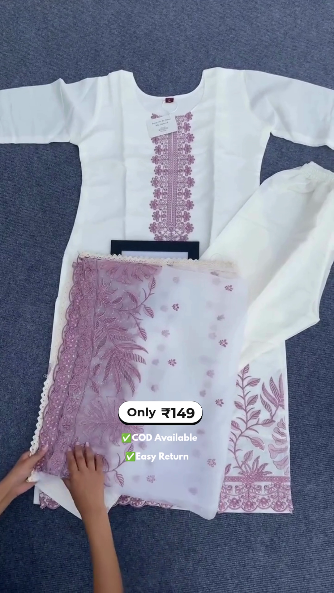 Women's Elegant White Embroidered Kurta Set | - Image 2