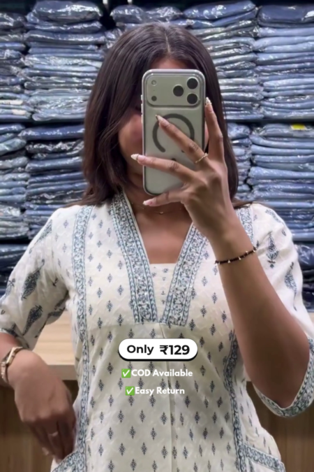 Women's White Kurta Set with Pocket