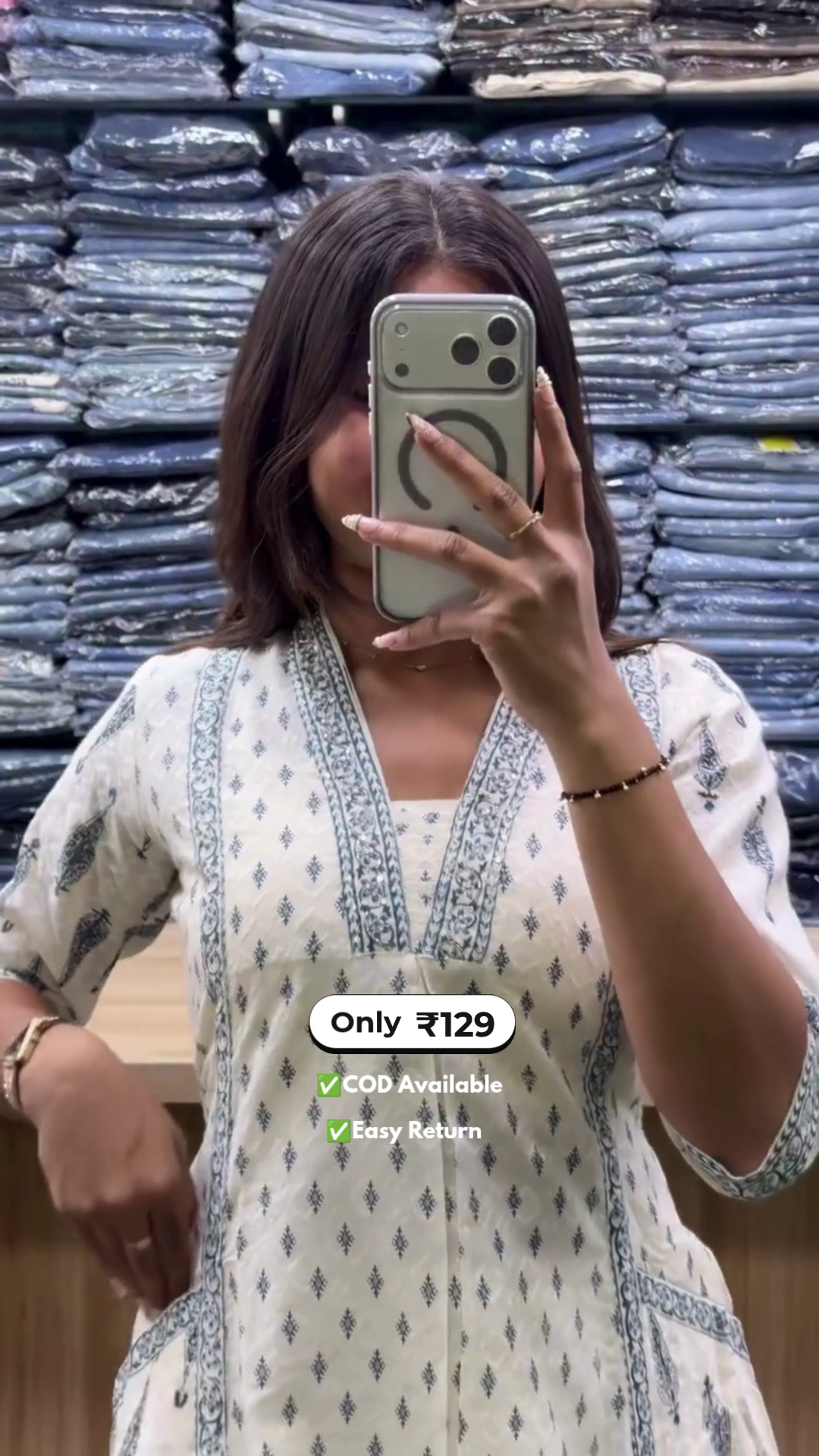 Women's White Kurta Set with Pocket