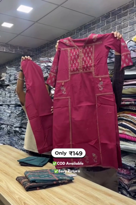 Women's Cotton Dress with Dupatta Set