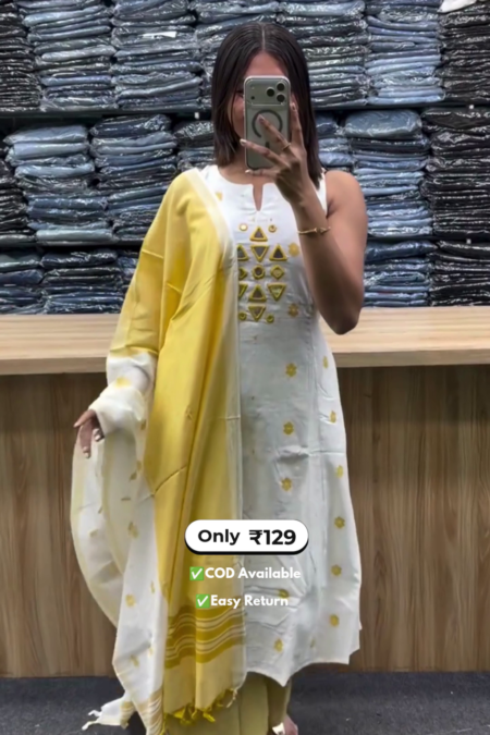Women's Mirror Work Kurta Set