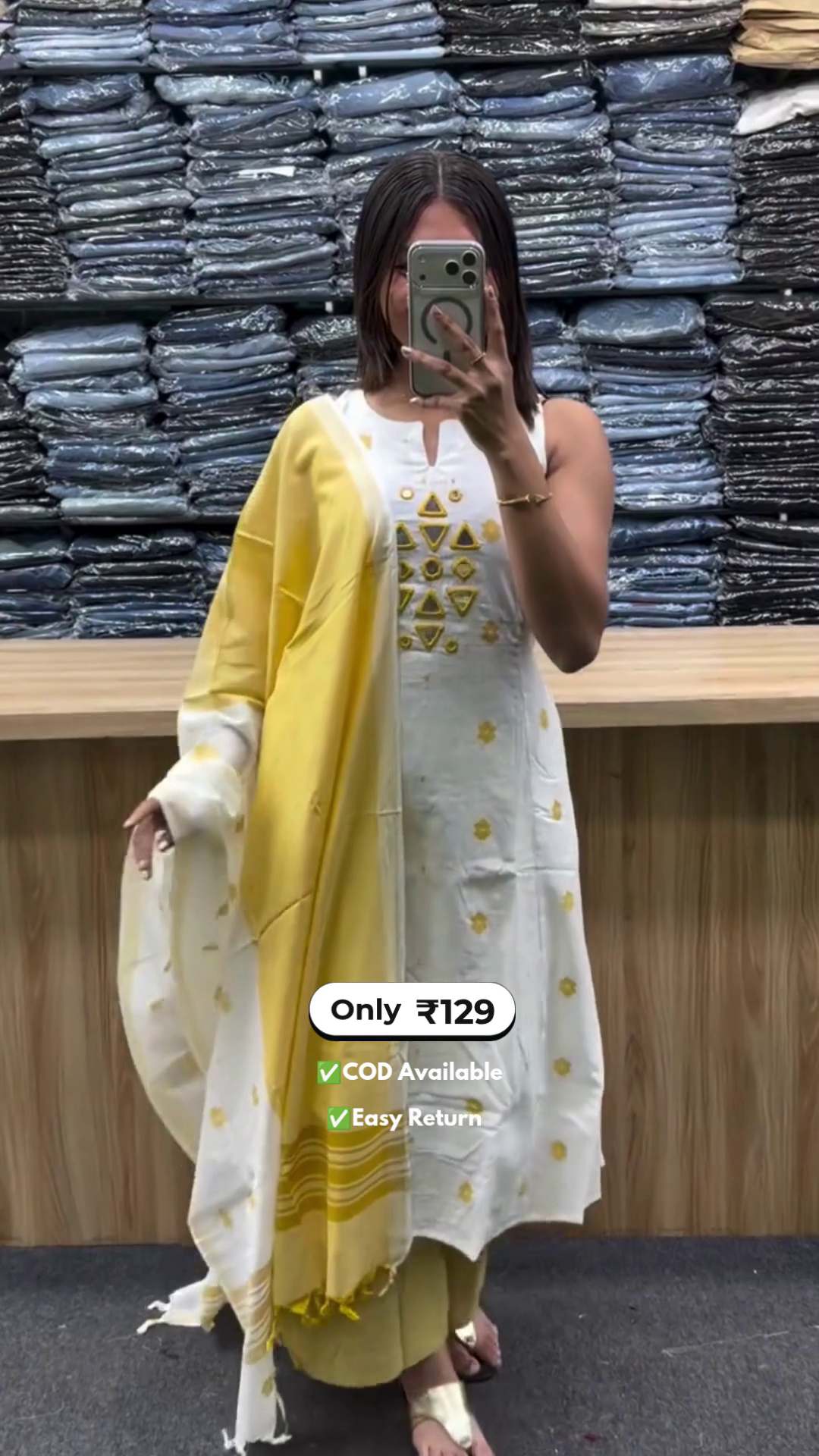Women's Mirror Work Kurta Set