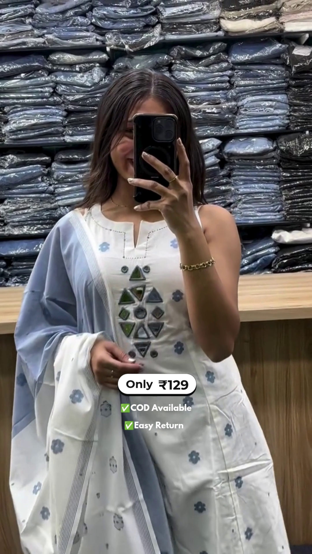 Women's Mirror Work Kurta Set - Image 3