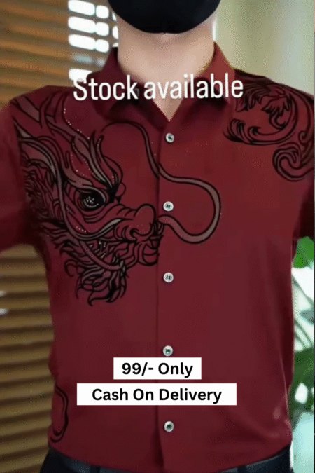 Black Serpentine Dragon Handwork Designer Shirt
