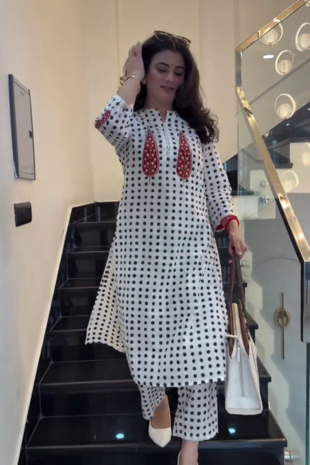 Women's White Printed Kurta Pant Set